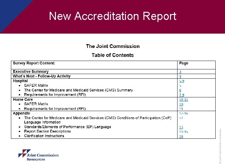 © Joint Commission Resources New Accreditation Report 