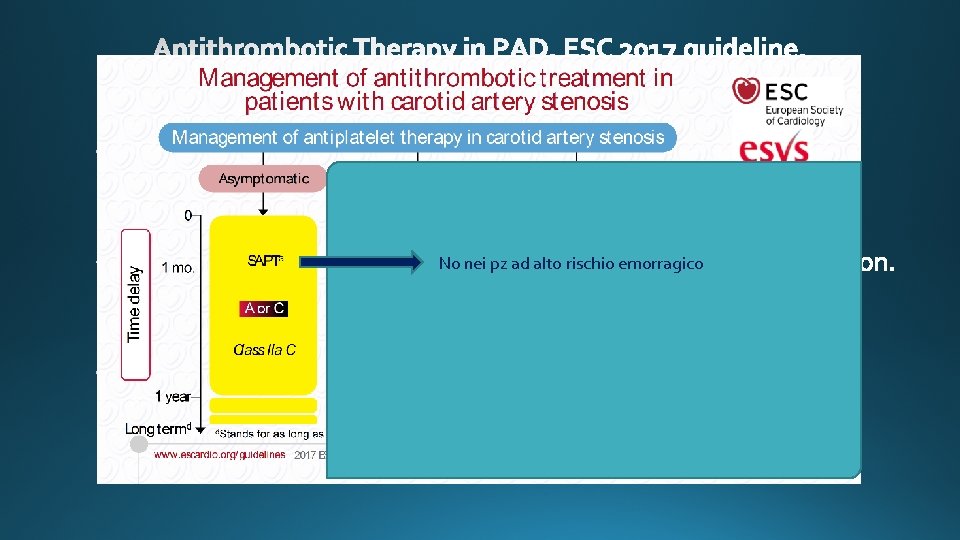carotid artery stenosis LEAD only if sympotmatic No nei pz ad alto rischio emorragico
