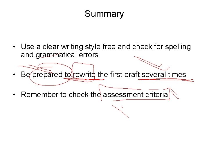 Slide 14. 17 Summary • Use a clear writing style free and check for