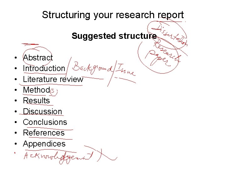 Slide 14. 4 Structuring your research report Suggested structure • • • Abstract Introduction