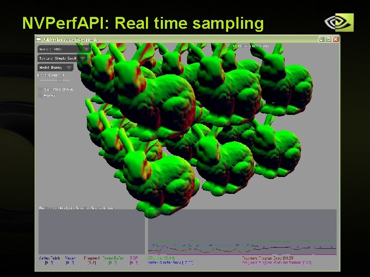 NVPerf. API: Real time sampling Copyright © NVIDIA Corporation 2004 NVPerf. API: Real time sampling Copyright © NVIDIA Corporation 2004