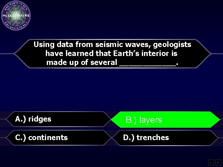 Using data from seismic waves, geologists have learned that Earth’s interior is made up
