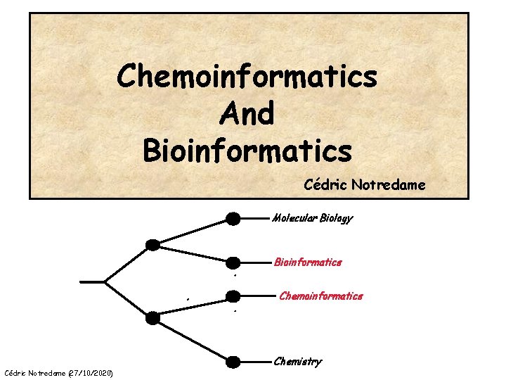 Chemoinformatics And Bioinformatics Cédric Notredame Molecular Biology Bioinformatics Chemoinformatics Cédric Notredame (27/10/2020) Chemistry 