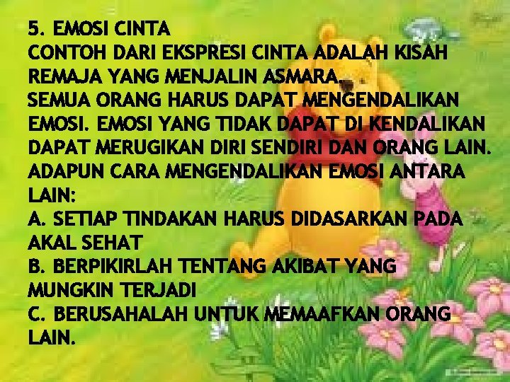5. EMOSI CINTA CONTOH DARI EKSPRESI CINTA ADALAH KISAH REMAJA YANG MENJALIN ASMARA. SEMUA 5. EMOSI CINTA CONTOH DARI EKSPRESI CINTA ADALAH KISAH REMAJA YANG MENJALIN ASMARA. SEMUA