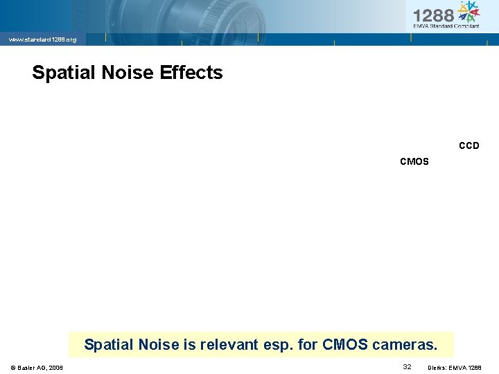 www. standard 1288. org Spatial Noise Effects CCD CMOS Spatial Noise is relevant esp.