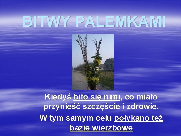 BITWY PALEMKAMI Kiedyś bito się nimi, co miało przynieść szczęście i zdrowie. W tym