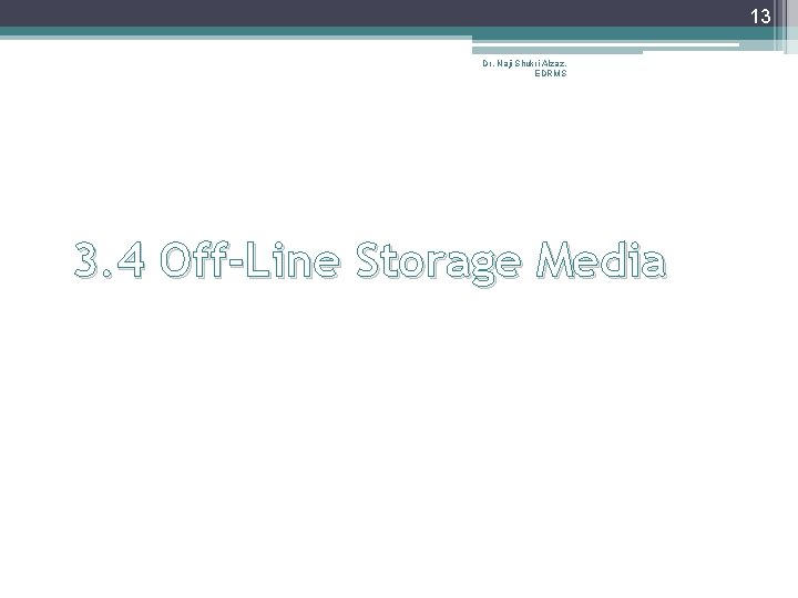 13 Dr. Naji Shukri Alzaz, EDRMS 3. 4 Off-Line Storage Media 