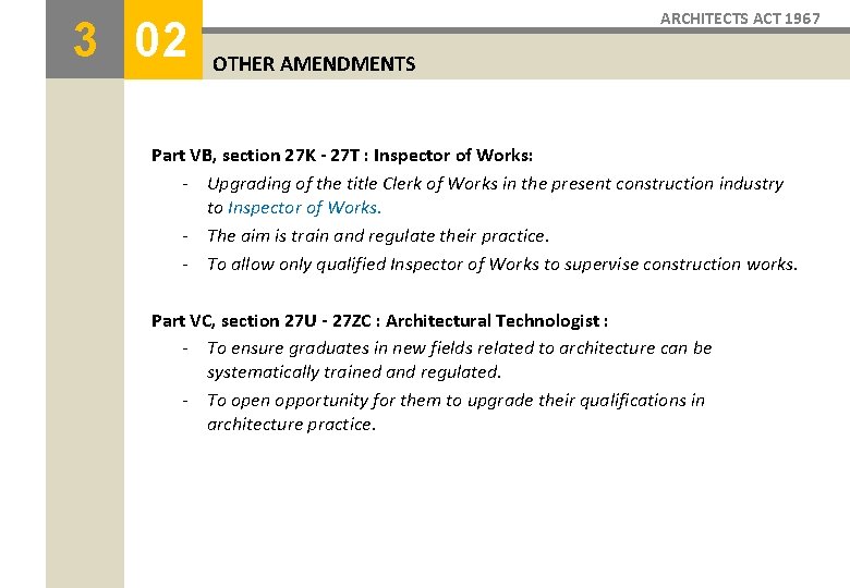 3 02 ARCHITECTS ACT 1967 OTHER AMENDMENTS Part VB, section 27 K - 27