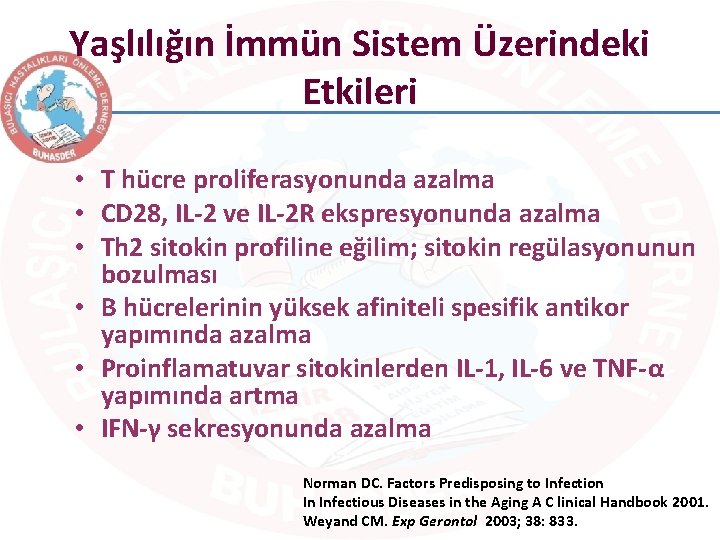 Yaşlılığın İmmün Sistem Üzerindeki Etkileri • T hücre proliferasyonunda azalma • CD 28, IL-2
