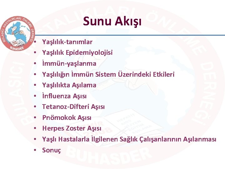 Sunu Akışı • • • Yaşlılık-tanımlar Yaşlılık Epidemiyolojisi İmmün-yaşlanma Yaşlılığın İmmün Sistem Üzerindeki Etkileri