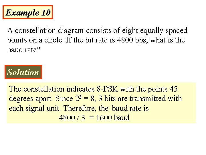 Example 10 A constellation diagram consists of eight equally spaced points on a circle.