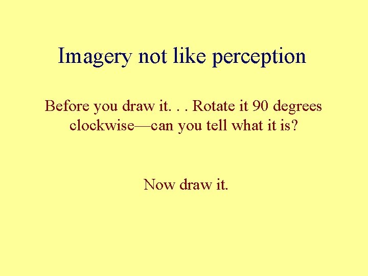 Imagery not like perception Before you draw it. . . Rotate it 90 degrees