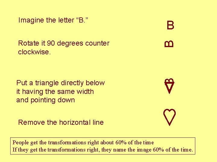 Rotate it 90 degrees counter clockwise. B B Put a triangle directly below it