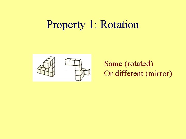 Property 1: Rotation Same (rotated) Or different (mirror) 