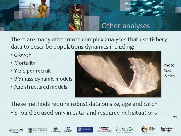 Other analyses There are many other more complex analyses that use fishery data to