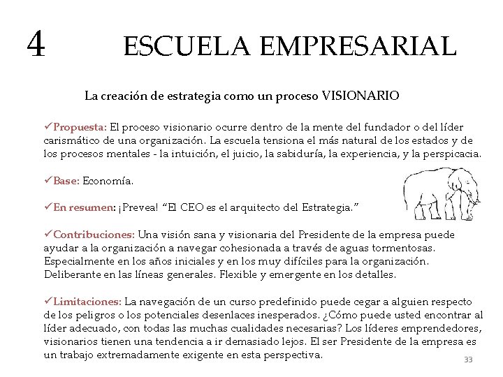 4 ESCUELA EMPRESARIAL La creación de estrategia como un proceso VISIONARIO üPropuesta: El proceso