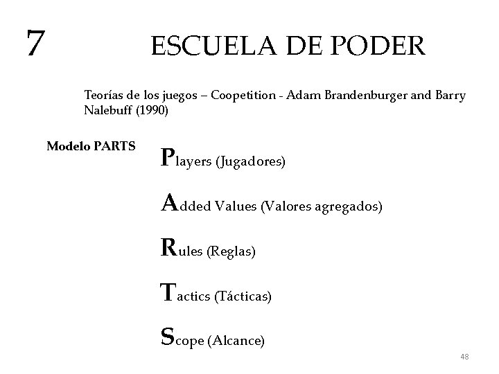 7 ESCUELA DE PODER Teorías de los juegos – Coopetition - Adam Brandenburger and