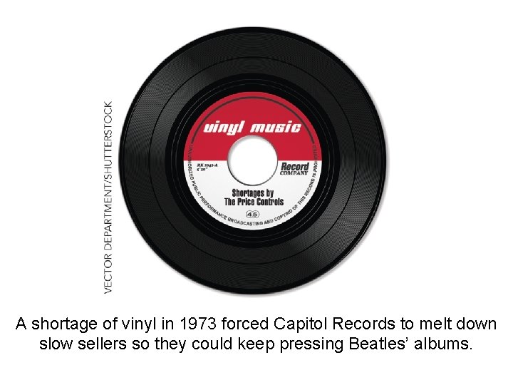 A shortage of vinyl in 1973 forced Capitol Records to melt down slow sellers