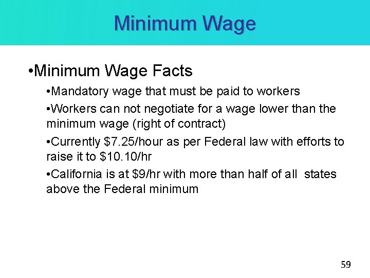 Minimum Wage • Minimum Wage Facts • Mandatory wage that must be paid to