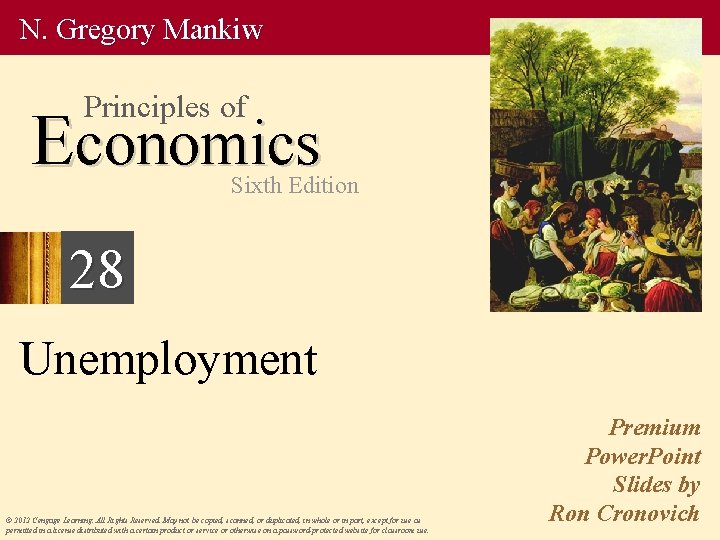 N. Gregory Mankiw Principles of Economics Sixth Edition 28 Unemployment © 2012 Cengage Learning.