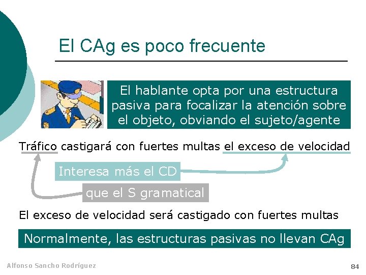 El CAg es poco frecuente El hablante opta por una estructura pasiva para focalizar