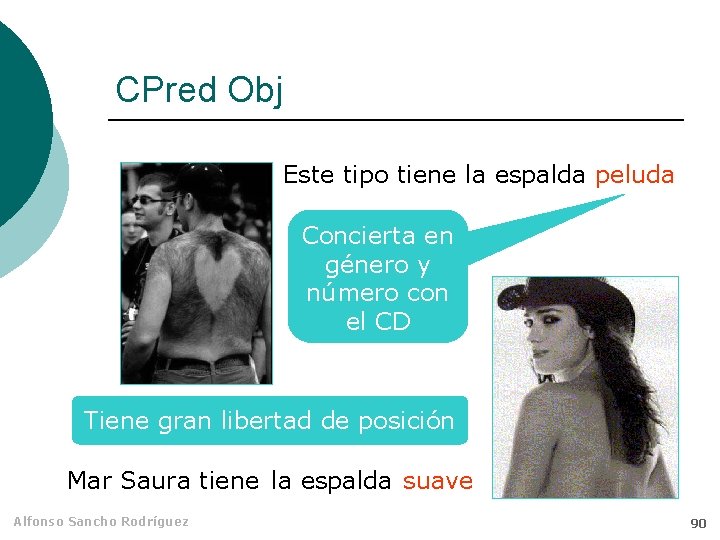 CPred Obj Este tipo tiene la espalda peluda Concierta en género y número con