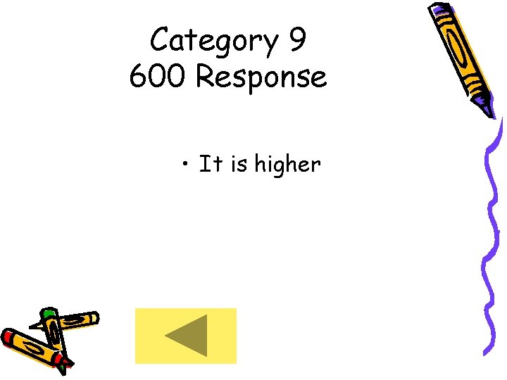 Category 9 600 Response • It is higher 