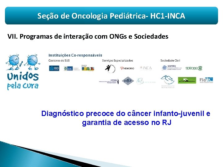 Seção de Oncologia Pediátrica- HC 1 -INCA VII. Programas de interação com ONGs e