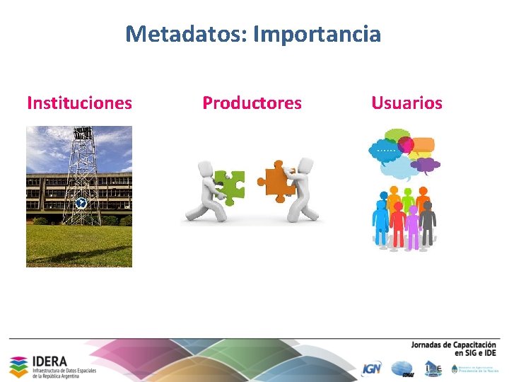 Metadatos: Importancia Instituciones Productores Usuarios 