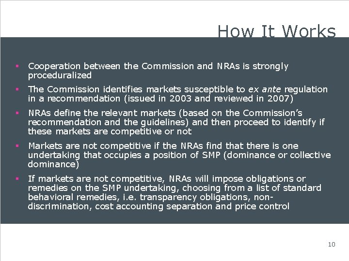 How It Works § Cooperation between the Commission and NRAs is strongly proceduralized §