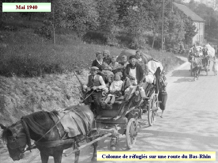 Mai 1940 Colonne de réfugiés sur une route du Bas-Rhin 