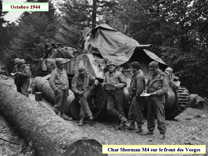 Octobre 1944 Char Sherman M 4 sur le front des Vosges 