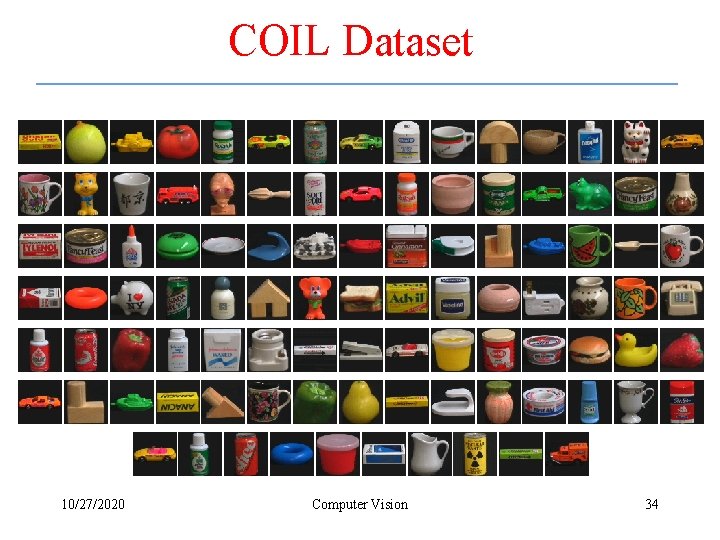 COIL Dataset 10/27/2020 Computer Vision 34 