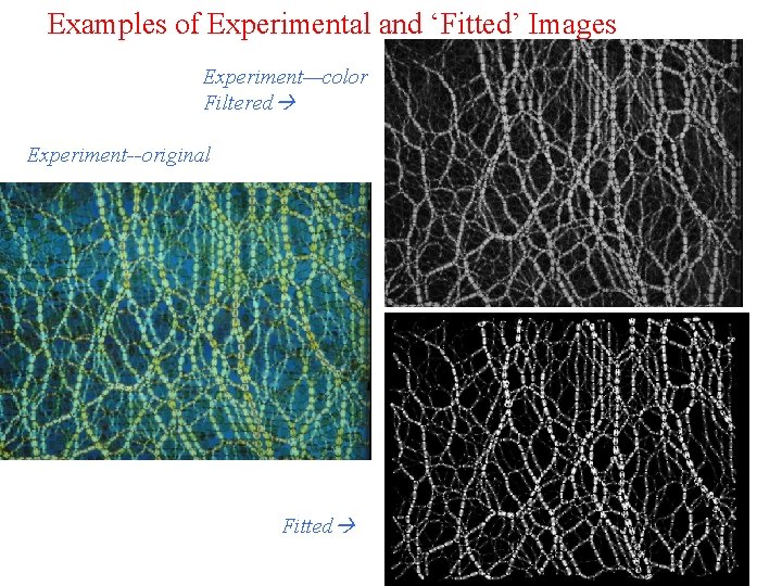 Examples of Experimental and ‘Fitted’ Images Experiment—color Filtered Experiment--original Fitted 