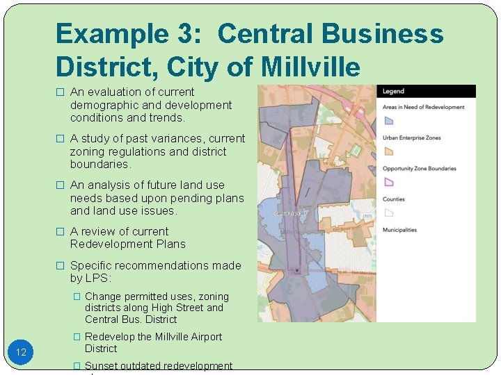 Example 3: Central Business District, City of Millville � An evaluation of current demographic