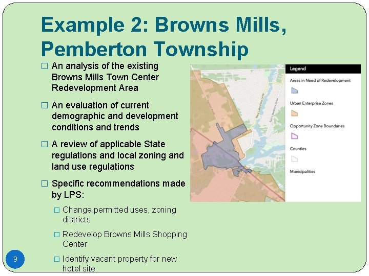 Example 2: Browns Mills, Pemberton Township � An analysis of the existing Browns Mills