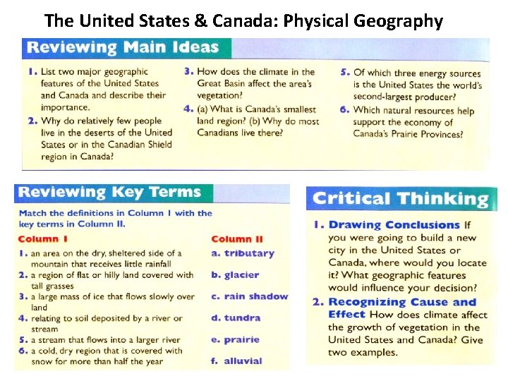 The United States & Canada: Physical Geography The United States & Canada: Physical Geography