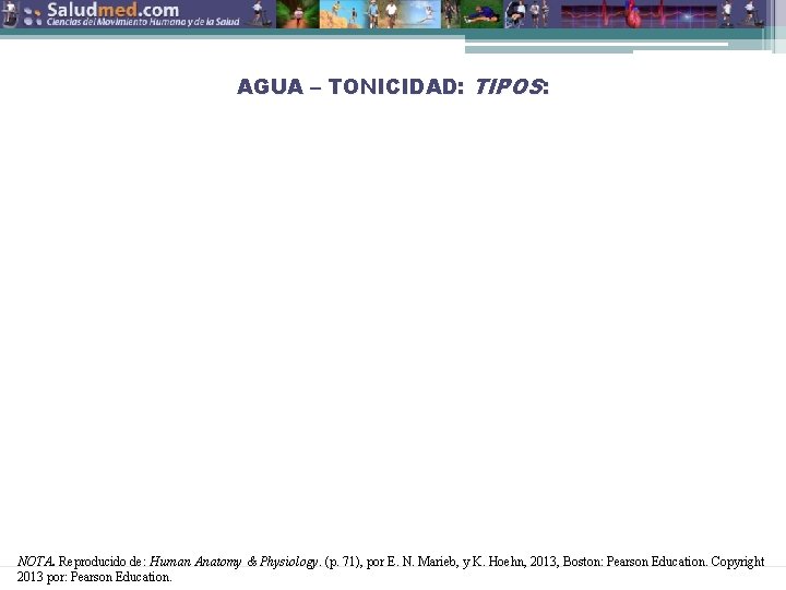 AGUA – TONICIDAD: TIPOS: NOTA. Reproducido de: Human Anatomy & Physiology. (p. 71), por