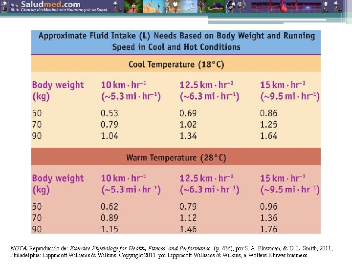 NOTA. Reproducido de: Exercise Physiology for Health, Fitness, and Performance. (p. 436), por S.