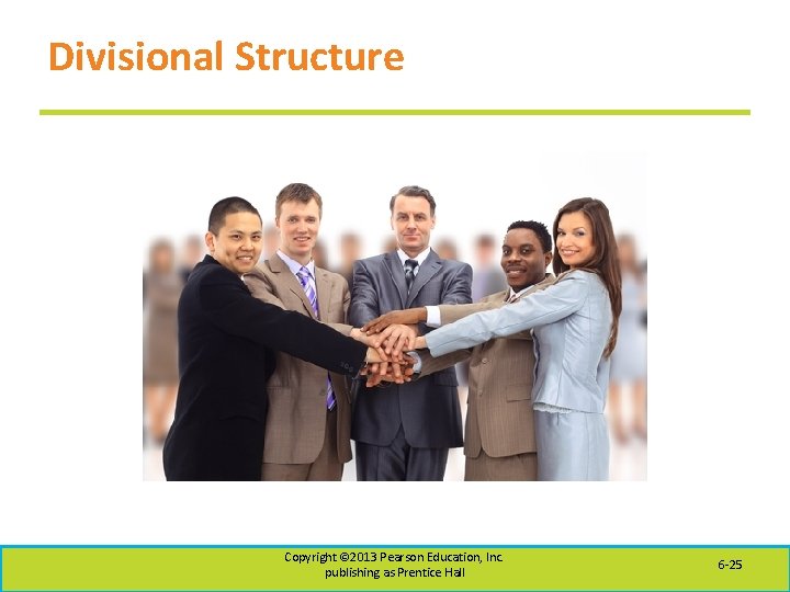 Divisional Structure Copyright © 2013 Pearson Education, Inc. publishing as Prentice Hall 6 -25