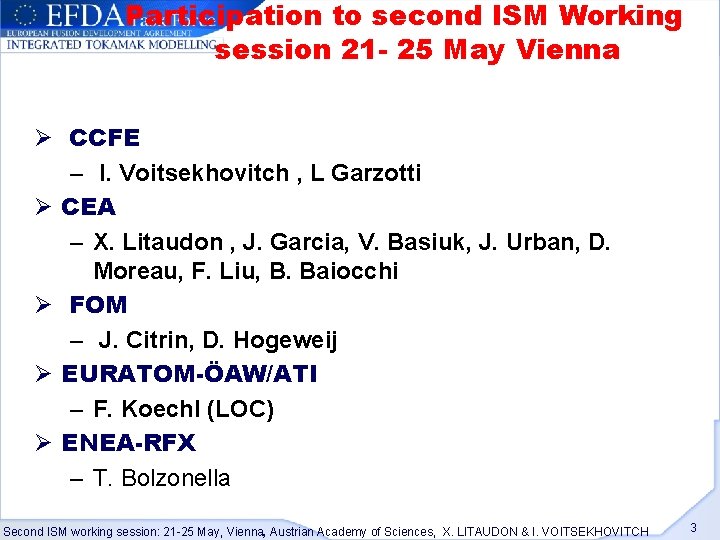 Second Ism Working Session Monday 21 May Friday