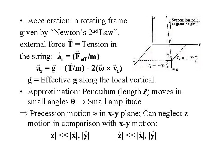 • Acceleration in rotating frame given by “Newton’s 2 nd Law”, external force • Acceleration in rotating frame given by “Newton’s 2 nd Law”, external force