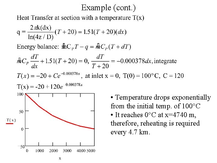 Example (cont. ) • Temperature drops exponentially from the initial temp. of 100 C