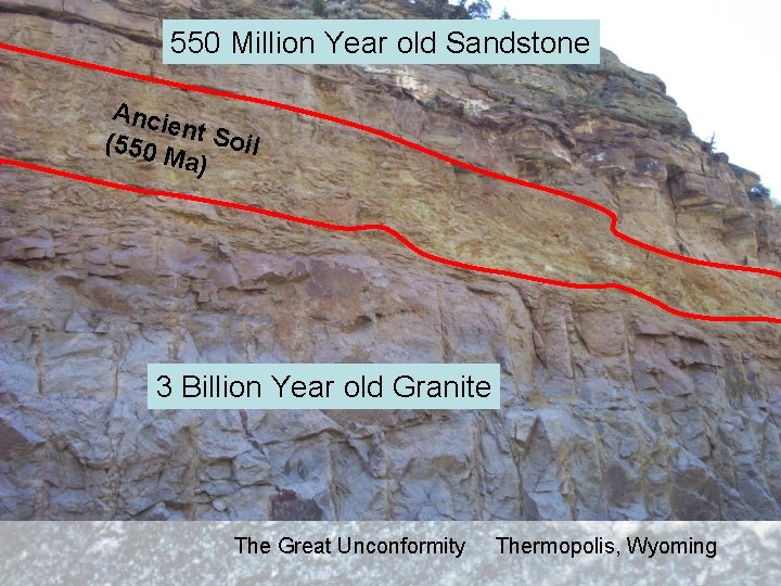 550 Million Year old Sandstone Anci ent S o (550 Ma) il 3 Billion
