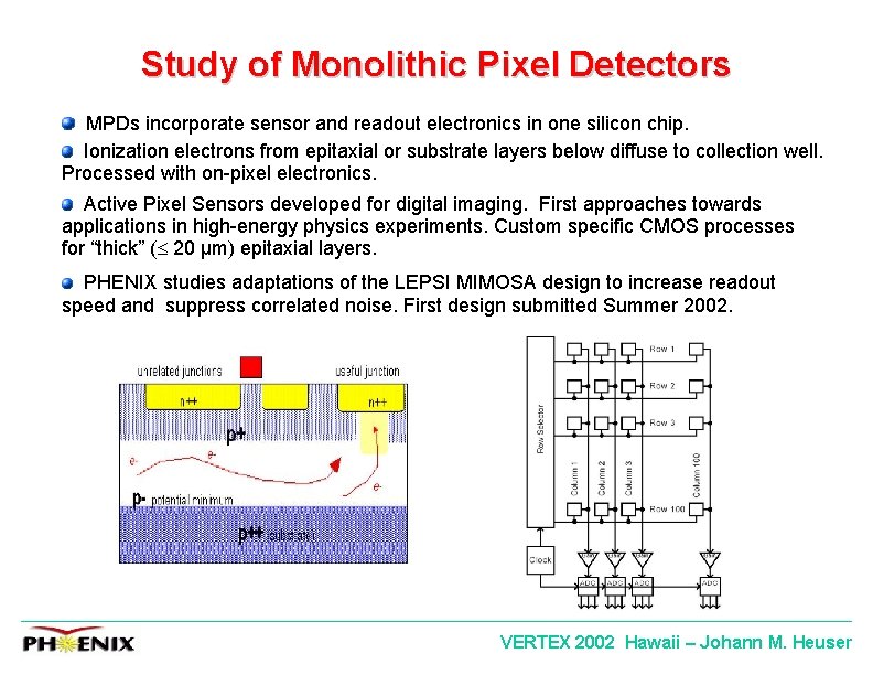 Study of Monolithic Pixel Detectors MPDs incorporate sensor and readout electronics in one silicon