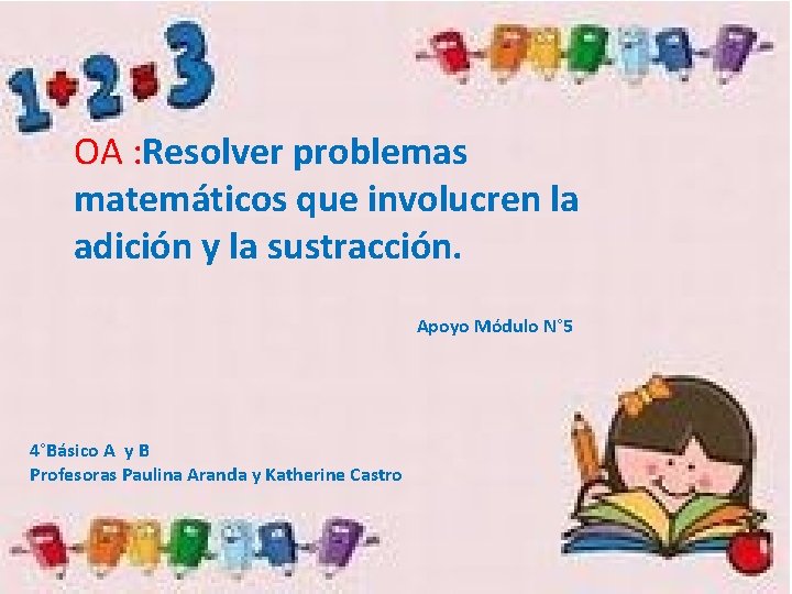 OA : Resolver problemas matemáticos que involucren la adición y la sustracción. Apoyo Módulo