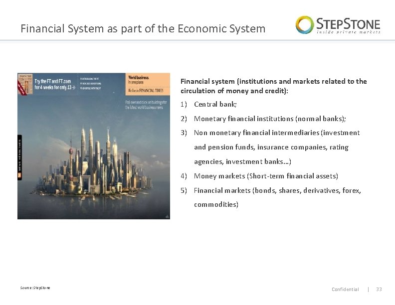 Financial System as part of the Economic System Financial system (institutions and markets related