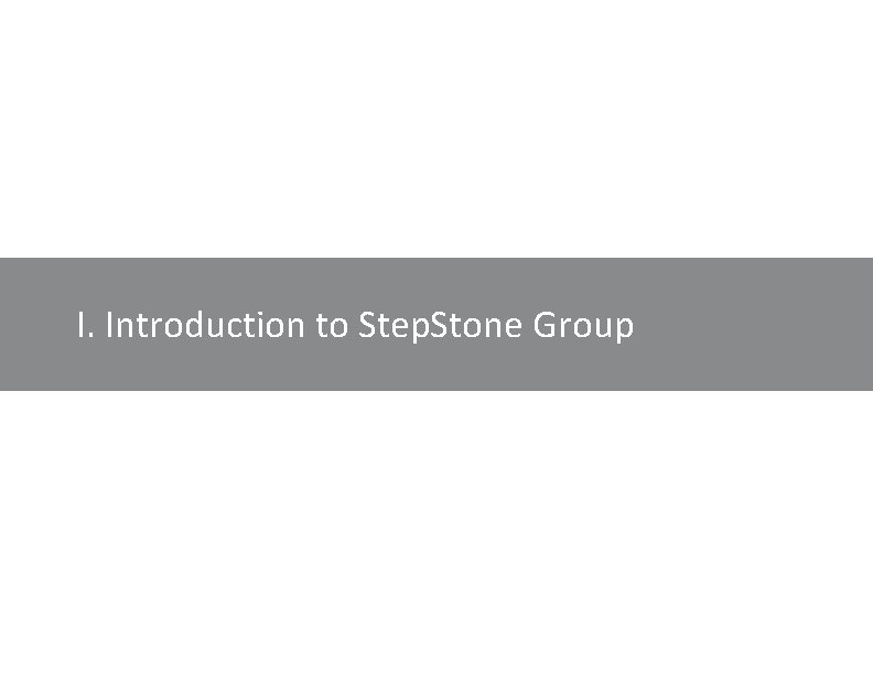 I. Introduction to Step. Stone Group 