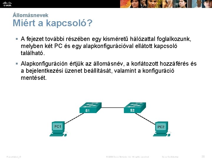 Állomásnevek Miért a kapcsoló? § A fejezet további részében egy kisméretű hálózattal foglalkozunk, melyben