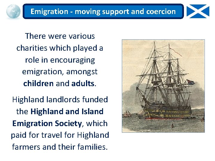 Emigration - moving support and coercion There were various charities which played a role Emigration - moving support and coercion There were various charities which played a role